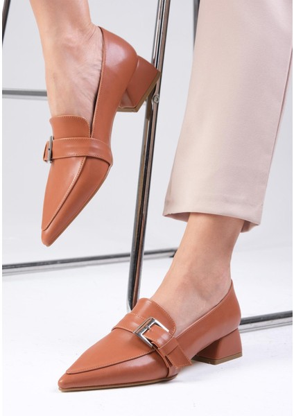 Carola Taba Renk Sivri Burunlu Kadın Kısa Topuklu Ayakkabı indirimleri