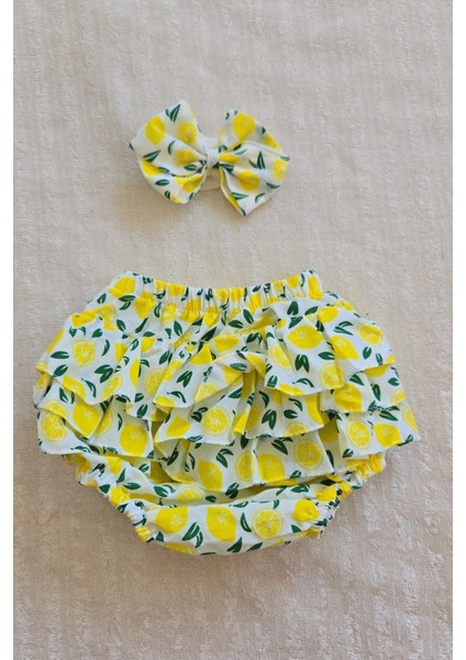 Kız Bebek Desenli Fırfırlı Şort Etek - Bandana Takım Bebek Hediyelik fiyatları
