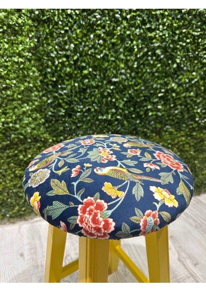 -Sarı Renk Kumaş Döşemeli Ahşap Tabure-Sandalye-80 cm -1 Adet