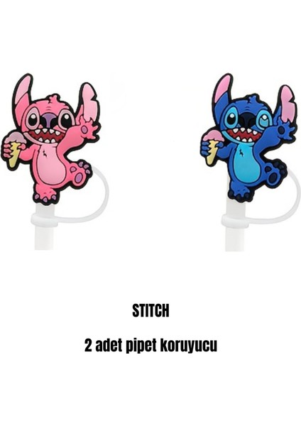 Termos Pipet Koruyucu 2 Adet Stitch Pipet Koruyucu Silikon Pipet Kılıfı Pipet Tıpası