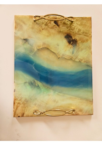 Doğal Mazel Ağacı ve Epoksi Tasarımlı Dekoratif Tepsi indirimleri