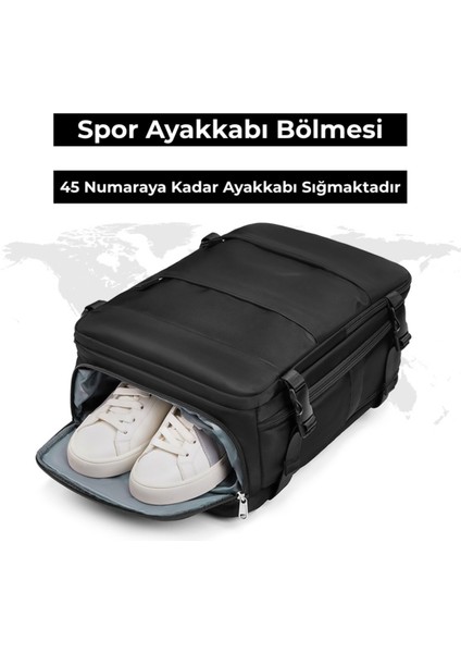 Su Geçirmez 16" Inç 30L Ayakkabı Bölmeli Seyahat Sırt Çantası - Laptop Bölmeli, USB Şarj Girişli fiyatları