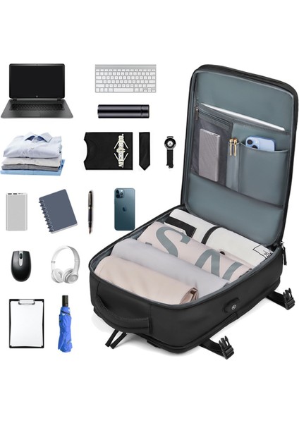 Su Geçirmez 16" Inç 30L Ayakkabı Bölmeli Seyahat Sırt Çantası - Laptop Bölmeli, USB Şarj Girişli fırsatları