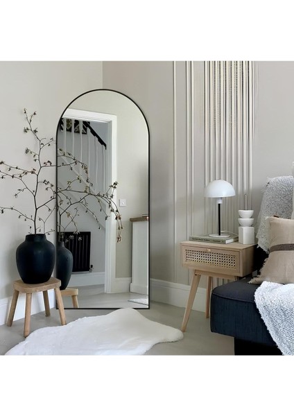 Duvar Aynası 180x60 cm Asma Aparatlı Oval Metal Çerçeveli Modern Şık Tasarım