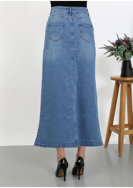 Cep Detaylı Denim Açık Mavi