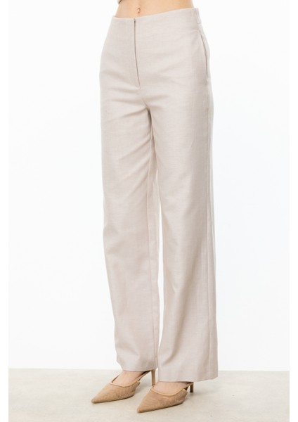Kadın Boru Paça Yandan Cepli Pantolon 4080 Bej modelleri