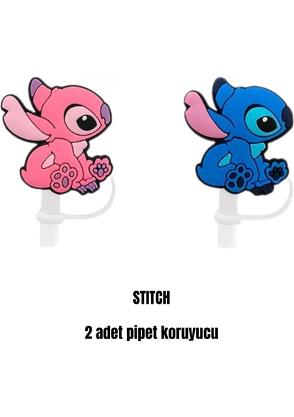 Termos Pipet Koruyucu 2 Adet Stitch Pipet Koruyucu Silikon Pipet Kılıfı Pipet Tıpası