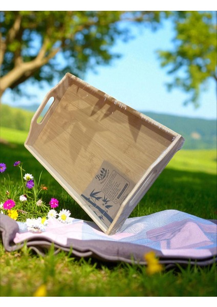 Bambu Servis ve Sunum Tepsisi – Saplı Dikdörtgen Ahşap Tepsi, Doğal Bambu, Kaymaz & Dayanıklı fiyatları