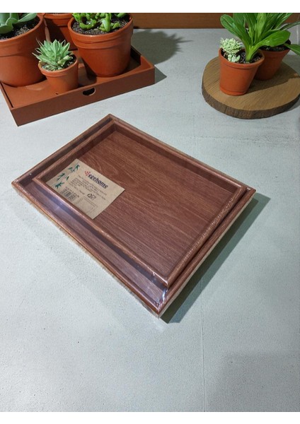 Bambu Servis ve Sunum Tepsisi – 2 Farklı Boy, Dikdörtgen Ahşap Tepsi, Doğal Bambu, Kaymaz & Dayanıklı / 2 Li Tepsi