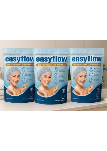 Hasta Saç Yıkama & Bakım & Temizleme Bonesi (3 Adet/paket) Hijyen Sağlar