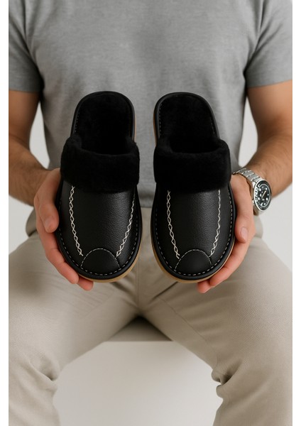 Unisex Kürklü Ev Terliği Kaymaz Sesyapmaz Tabanlı Deri Cilt Şık ve Konforlu Ev Içi Terlik Çeyiz Bohça fırsatları