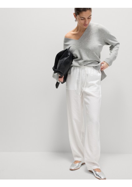 Lyocell Zengin Düz Straight Leg Pantolon