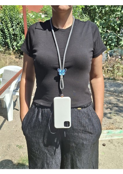 Tüm Kılıflara Uyumlu Antrasit Kelebek Telefon Boyun Askısı fiyatları