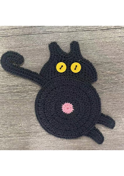 Kedi Popolu Örgü Bardak Altlığı (Yurt Dışından)