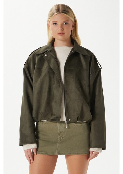 Kadın Rodney Süet Etkili Haki Bomber Ceket fiyatları