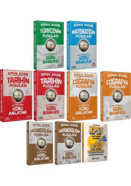 2026 Kpss Pusula Serisi Tarih-Coğrafya-Vatandaşlık Konu Anlatımı-Tüm Dersler Soru Bankası(Lisans)