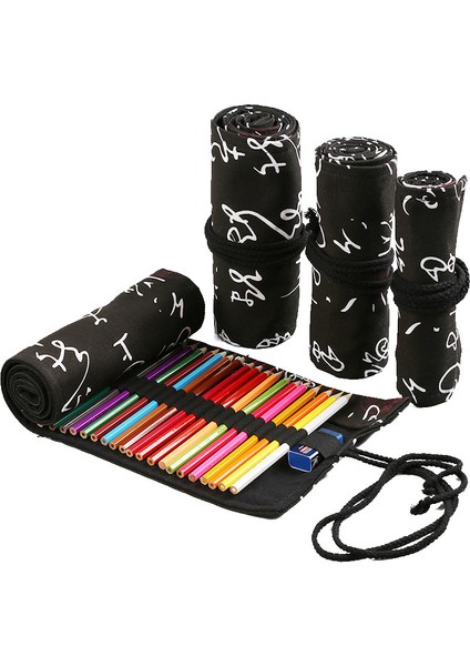 El Yapımı Kanvas Kalem Perdesi 12/24/36/48/72 Delikli Büyük Kapasiteli Rulo Kalem Çantası Renkli Kalem Eskiz Kırtasiye Kutusu (Yurt Dışından)