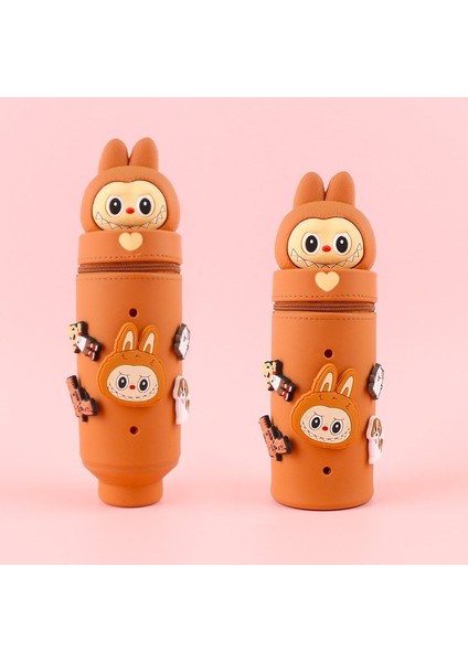 Silikon Kalem Çantası Kırtasiye Kutusu Büyük Kapasiteli Diy Delikli Kalem Geri Çekilebilir Makyaj Fırçası Kalemlik (Yurt Dışından)