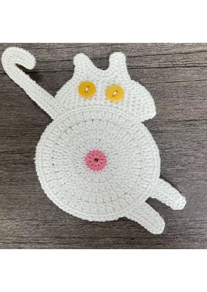Kedi Popolu Örgü Bardak Altlığı (Yurt Dışından)