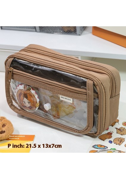 Okul Çantası Kalem Kutusu Ins Yaratıcı Kullanım Büyük Kapasiteli Kanvas Kalem Kutusu Sevimli Karikatür Anime Kalem Çantası (Yurt Dışından)