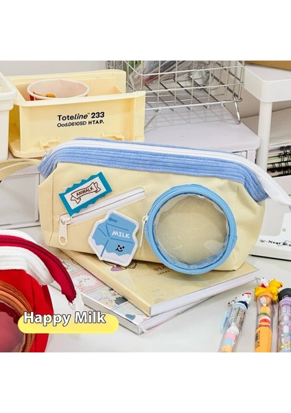Süper Sevimli Peynir Süt Pizza Kalem Çantası Ins Sevimli Yüksek Değerli Büyük Kapasiteli Kalem Çantası Öğrenciler Çok Katmanlı Kırtasiye Çantası (Yurt Dışından)