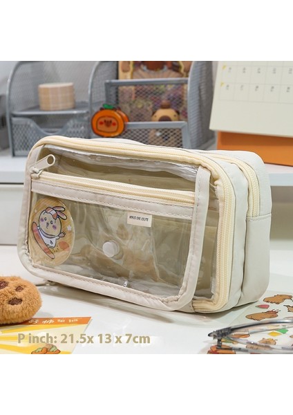 Okul Çantası Kalem Kutusu Ins Yaratıcı Kullanım Büyük Kapasiteli Kanvas Kalem Kutusu Sevimli Karikatür Anime Kalem Çantası (Yurt Dışından)