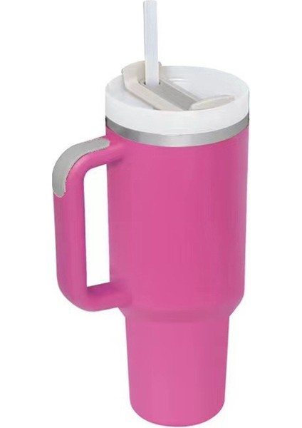 40OZ Büyük Kapasiteli Çift Katmanlı Saman Saplı Dak Açık Vakum Damla Geçirmez Yalıtım Kabı (Yurt Dışından)