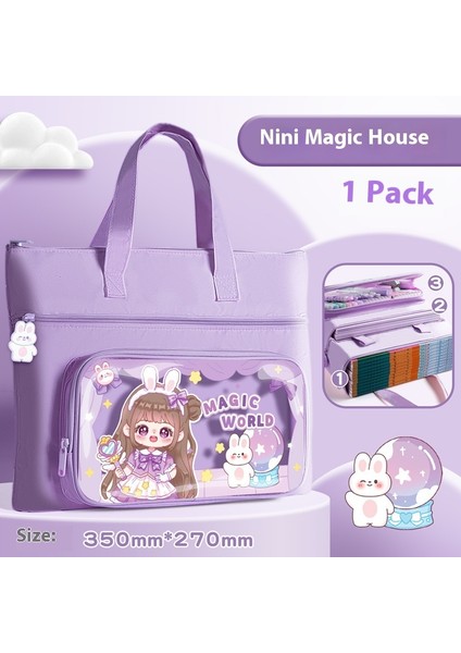 Ilkokul Öğrencileri Öğretici Çanta A4 Dosya Çantası Çocuk El Taşıma Kitap Çantası Kız Erkek Öğretici Sınıf Ders Çantası Kanvas Çanta (Yurt Dışından)