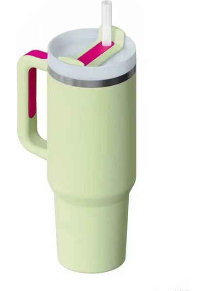 40OZ Büyük Kapasiteli Çift Katmanlı Saman Saplı Dak Açık Vakum Damla Geçirmez Yalıtım Kabı (Yurt Dışından)