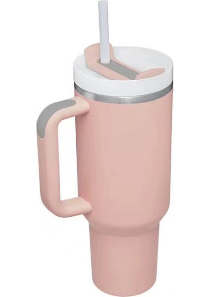 40OZ Büyük Kapasiteli Çift Katmanlı Saman Saplı Dak Açık Vakum Damla Geçirmez Yalıtım Kabı (Yurt Dışından)