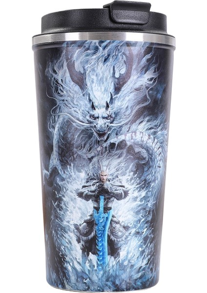 Nezha Magic Boy Perili Deniz Kahve Fincanı 304 Paslanmaz Çelik Çift Katmanlı Yalıtımlı Fincan Araba Çevirme Kapağı Taşınabilir Yürüyüş Fincanı (Yurt Dışından)