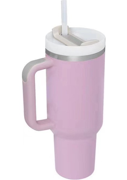 40OZ Büyük Kapasiteli Çift Katmanlı Saman Saplı Dak Açık Vakum Damla Geçirmez Yalıtım Kabı (Yurt Dışından)