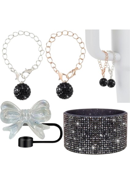 Kupası Kristal Top Kolye Reçine Yay Hasır Kapak Düz Renk Bardak Kapağı (Yurt Dışından)