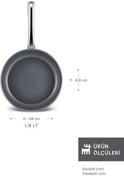 Swiss Crystal 26 cm Seramik Kaplama Düz Tava PFAS İçermeyen Üstün Yapışmaz Yüzey