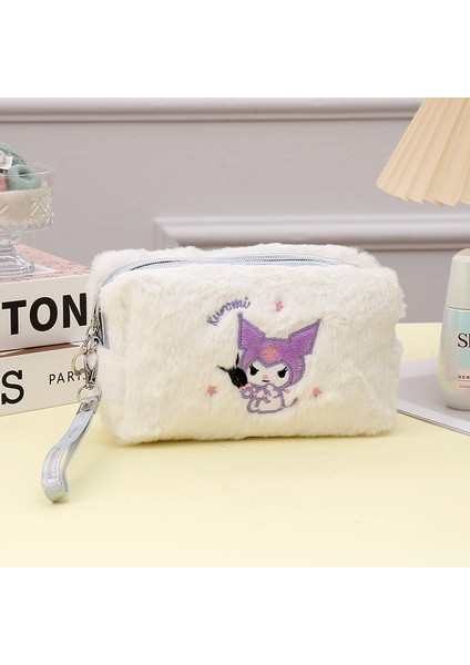 Karikatür Nakış Kozmetik Çantası I Sevimli Büyük Kapasiteli Debriyaj Saklama Çantası Batik Peluş Kalem Çantası (Yurt Dışından)