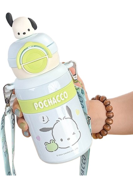 Kuromi Çocuk Termal Kupa Sanrio Pipetli Kupa Sevimli Çift Içmeli Taşınabilir Tencere (Yurt Dışından)