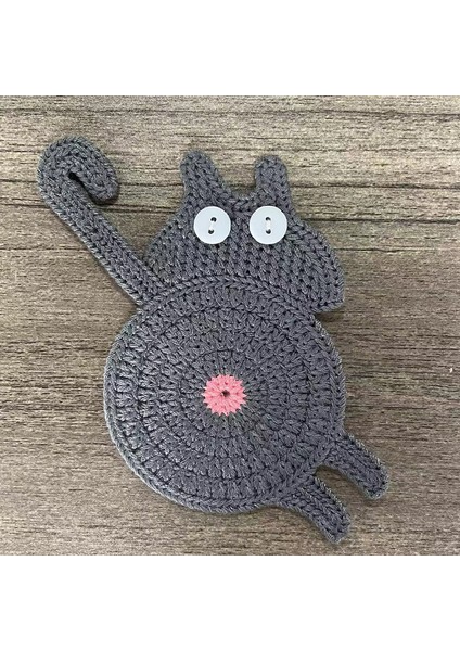 Kedi Popolu Örgü Bardak Altlığı (Yurt Dışından)