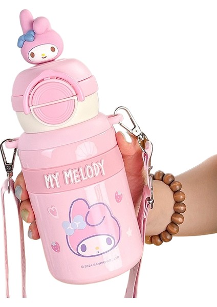 Kuromi Çocuk Termal Kupa Sanrio Pipetli Kupa Sevimli Çift Içmeli Taşınabilir Tencere (Yurt Dışından)