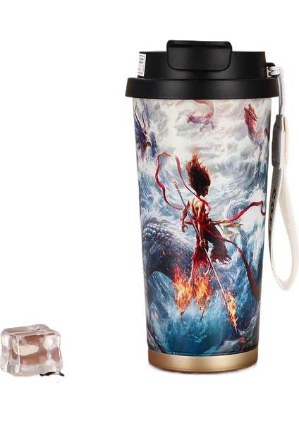 Nezha Sihirli Çocuk Denizin Peşinde 316 Paslanmaz Çelik Büyük Kapasiteli Çift Içimli Yalıtımlı Pipetli Kupa (Yurt Dışından)