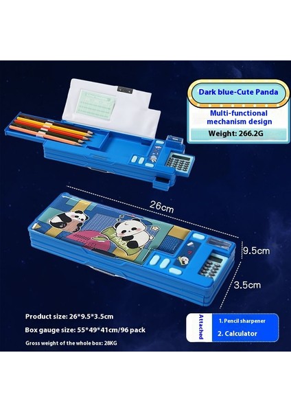 Yaratıcı Çok Fonksiyonlu Plastik Kırtasiye Kutusu Hesap Makinesi ile Çift Taraflı Manyetik Yaratıcı Kalem Kutusu (Yurt Dışından)