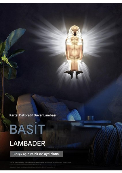 Kartal Duvar Lambası Işıklı Kanatlar Ana Yatak Odası Restoran Ev Duvara Monte Prksiyon Lambası Duvar (Yurt Dışından) fiyatları