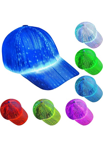 Erkekler ve Kadınlar Için Gece Oyunları Için Fiber Optik Renkli Işıklı Şapka, Yetişkin Şapkası, Kubbe Siperliği, Renkli LED Işık Kaynağı (Yurt Dışından)