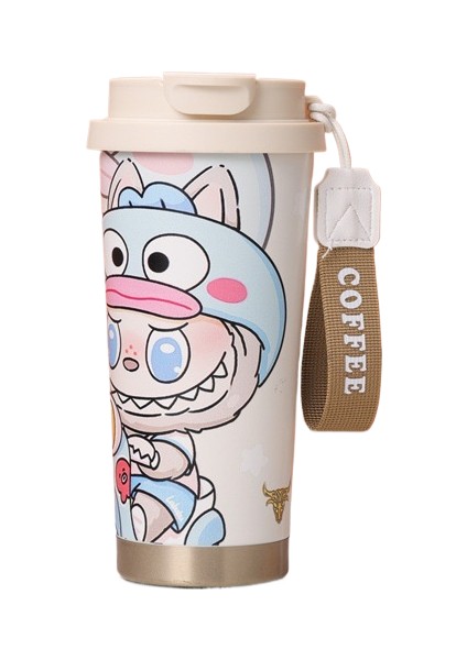 Labubu 3D Karikatür Paslanmaz Çelik Yalıtım Fincan Suzuran Kahve Fincanı Taşınabilir Kızlar Yüksek Değerli Saman Daklar (Yurt Dışından)