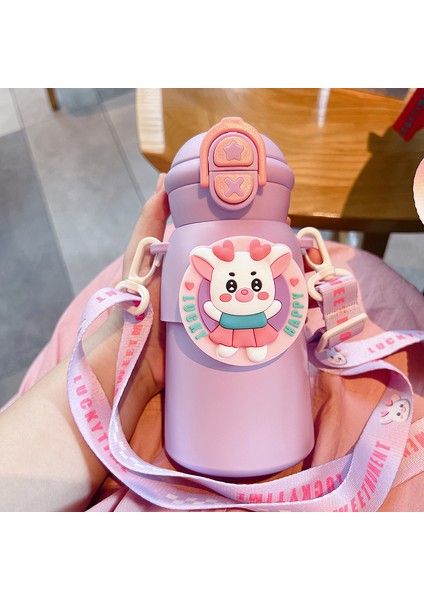 Yüksek Değerli 316 Paslanmaz Çelik Gıda Sınıfı Sevimli Karikatür Çift Içme Kamışı Su Dağı (Yurt Dışından)