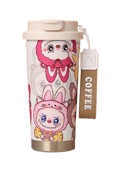 Labubu 3D Karikatür Paslanmaz Çelik Yalıtım Fincan Suzuran Kahve Fincanı Taşınabilir Kızlar Yüksek Değerli Saman Daklar (Yurt Dışından)