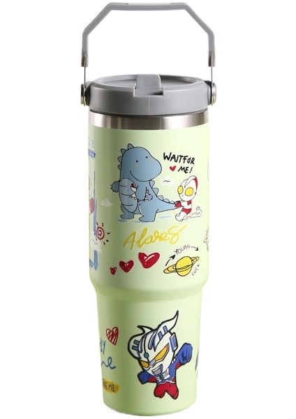 30OZ Araba Dağı Karikatür Desen Büyük Kapasiteli Paslanmaz Çelik Vakum Yalıtım Kabı Yüksek Değerli Taşınabilir Su Dakları (Yurt Dışından)