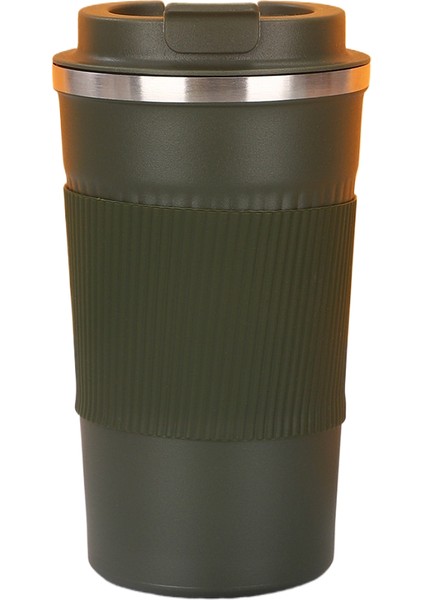 Deri Kapaklı Kahve Kupa 304 Paslanmaz Çelik Vakum Yalıtımlı Kupa Araba Araba Kupa Yürüyüş Kupa (Yurt Dışından)