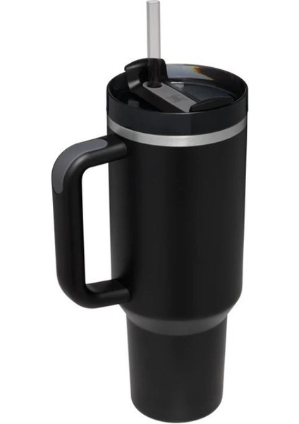 40OZ Büyük Kapasiteli Çift Katmanlı Saman Saplı Dak Açık Vakum Damla Geçirmez Yalıtım Kabı (Yurt Dışından)