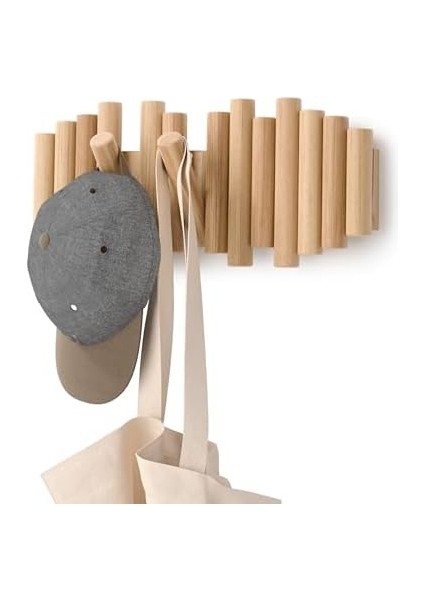 Picket 5 Gardırop Askısı, Gardırop Çubuğu ve Modern Duvar Dekoasyonu Cilalı Çam Ağacından Doğal fiyatları