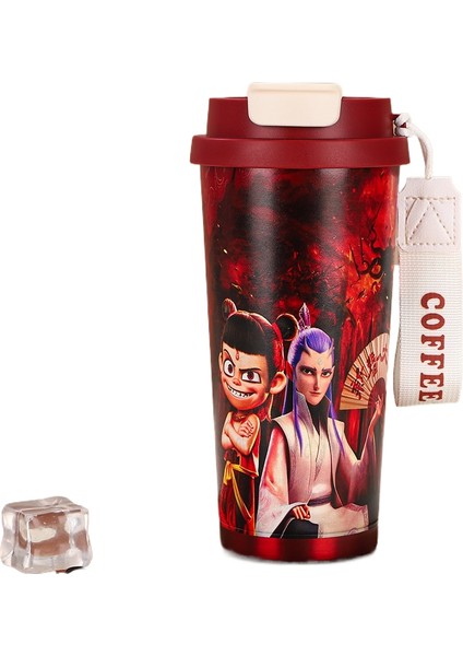 Nezha Sihirli Çocuk Denizin Peşinde 316 Paslanmaz Çelik Büyük Kapasiteli Çift Içimli Yalıtımlı Pipetli Kupa (Yurt Dışından)